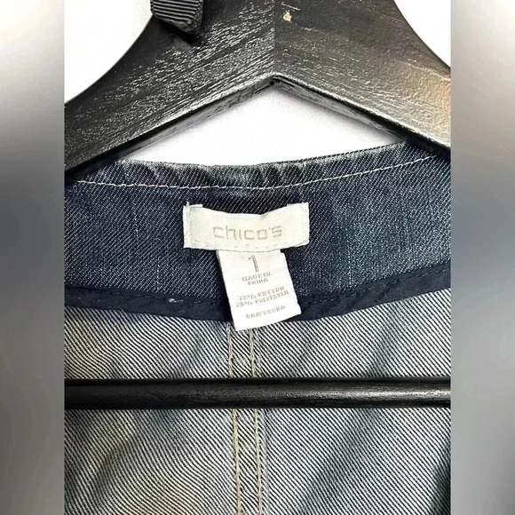 Chico’s Denim Ruffle Open Vest Size 1 - Picture 2 of 5